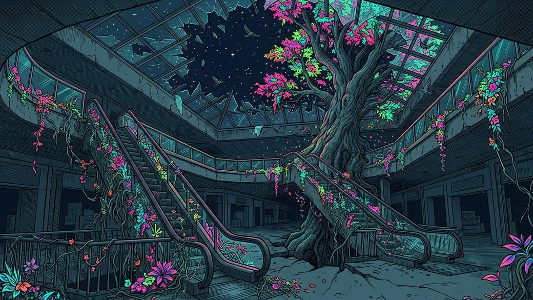 Tree Growing Through An Abandoned Mall