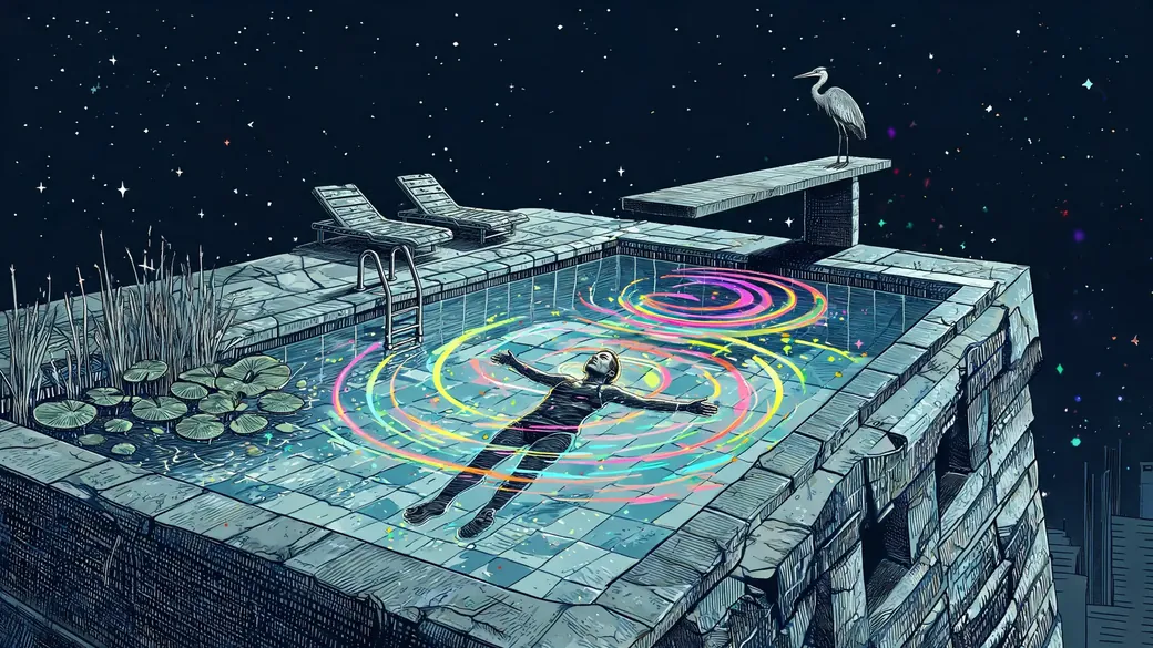 Swimmer In A Wild Rooftop Pool