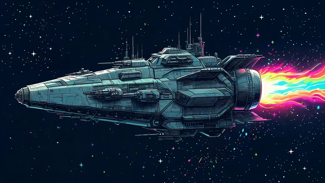 Patched Gunship In Deep Space