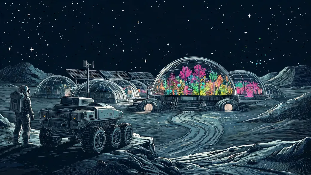 Glowing Greenhouse Dome On A Red Desert