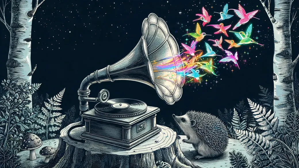 Gramophone Pouring Out Hummingbirds