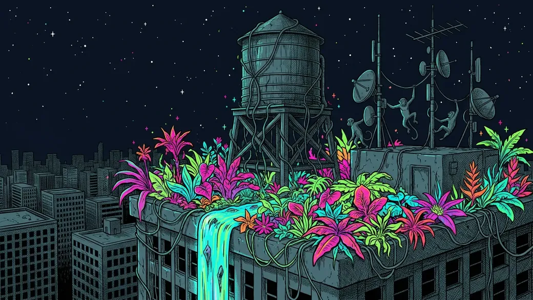 Monkeys In A Rooftop Jungle