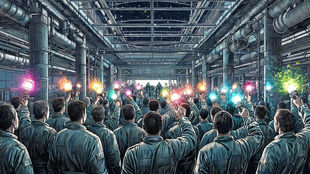 Dock Workers Protesting On A Space Station
