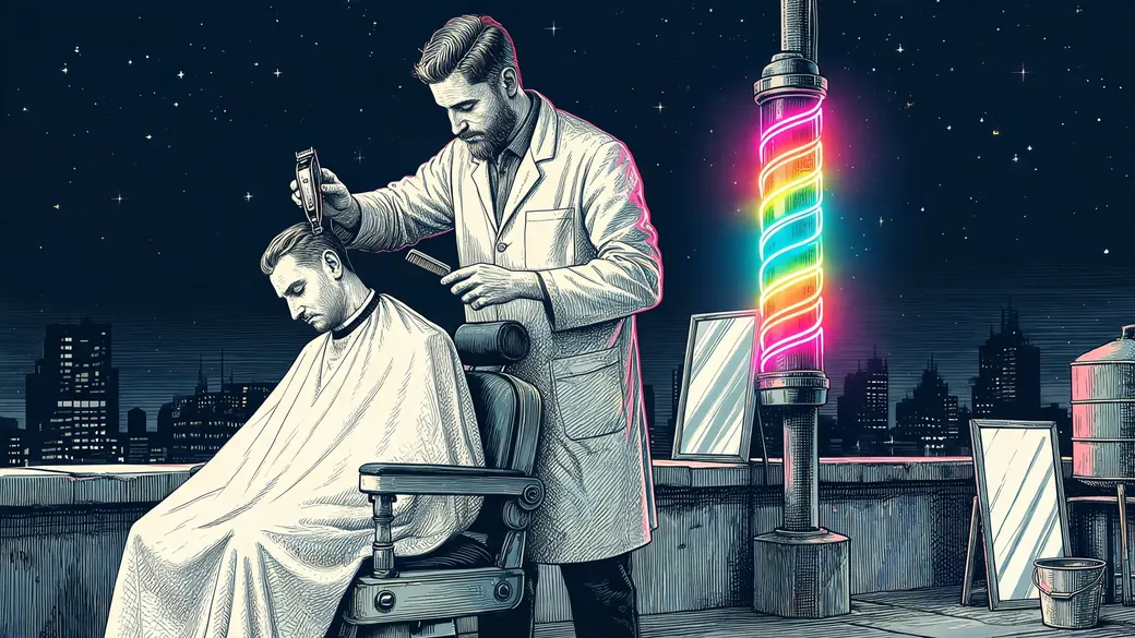 Rooftop Barber Cutting Hair