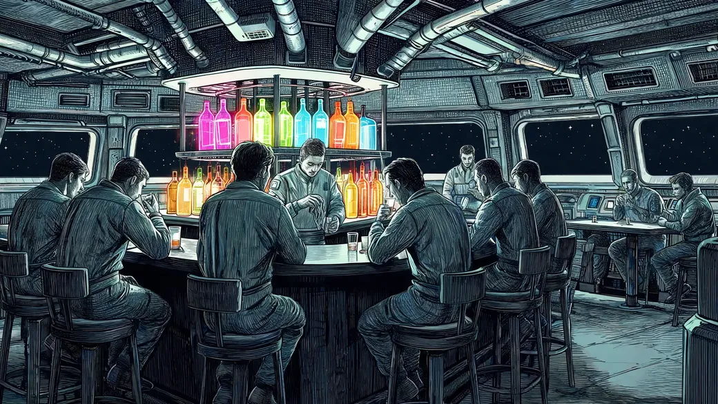 Crowded Space Station Bar