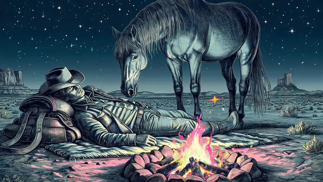 Sleeping Cowboy and His Horse