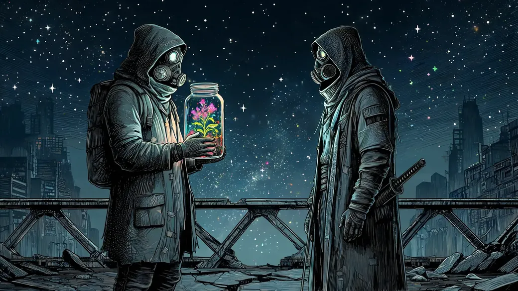 Wanderer Facing A Samurai With A Jar