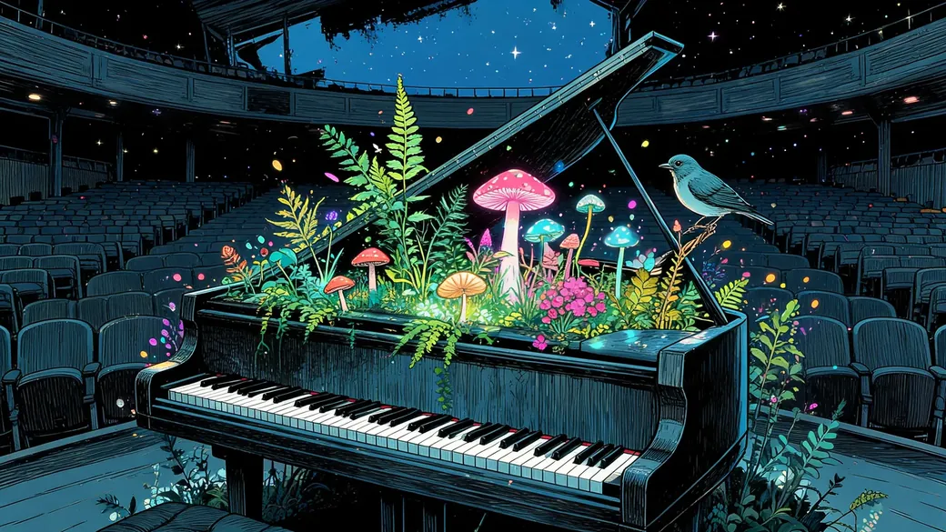 Bluebird On A Mushroom Piano