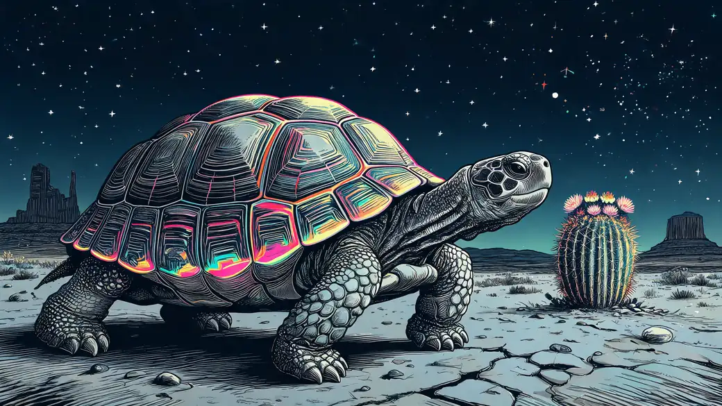 Desert Tortoise With a Rainbow Shell
