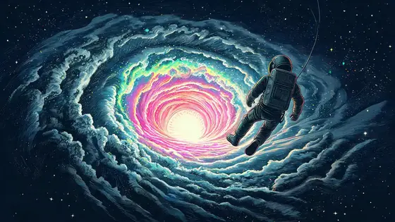 Astronaut Floating Above A Glowing Hurricane